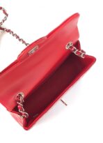 MINI RECTANGLE FLAP BAG 20CM RED PATENT CALFSKIN SILVER HARDWARE - Image 9