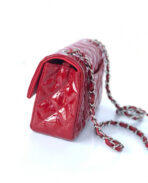 MINI RECTANGLE FLAP BAG 20CM RED PATENT CALFSKIN SILVER HARDWARE - Image 10