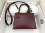 KELLY MINI 20 BAG IN WINE RED SMOOTH  WITH GOLD HARDWARE - Image 7