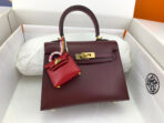 KELLY MINI 20 BAG IN WINE RED SMOOTH  WITH GOLD HARDWARE - Image 4