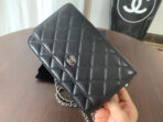 CC MINI 19 CLASSIC WALLET WITH STRAP IN BLACK LAMBSKIN WITH SILVER HARDWARE - Image 3