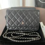 CC MINI 19 CLASSIC WALLET WITH STRAP IN BLACK LAMBSKIN WITH SILVER HARDWARE - Image 2