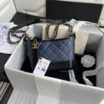 CC ABRIELLE MINI 20 HOBO BAG IN MIDNIGHT BLUE MIX BLACK CALFSKIN - Image 3