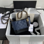 CC ABRIELLE MINI 20 HOBO BAG IN MIDNIGHT BLUE MIX BLACK CALFSKIN - Image 2