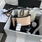 CC ABRIELLE MINI 20 HOBO BAG IN ALMOND BEIGE MIX BLACK CALFSKIN - Image 3