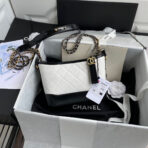 CC GABRIELLE MINI 20 HOBO BAG IN WHITE MIX BLACK CALFSKIN - Image 3