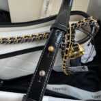 CC GABRIELLE MINI 20 HOBO BAG IN WHITE MIX BLACK CALFSKIN - Image 6