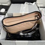 CC ABRIELLE MEDIUM 28 HOBO BAG IN ALMOND BEIGE MIX BLACK CALFSKIN - Image 7
