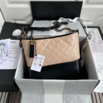 CC ABRIELLE MEDIUM 28 HOBO BAG IN ALMOND BEIGE MIX BLACK CALFSKIN - Image 3