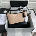 CC GABRIELLE MEDIUM 28 HOBO BAG IN ALMOND BEIGE MIX BLACK CALFSKIN - Image 2