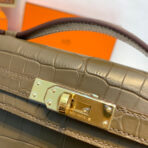 KELLY CUT 31 IN MOCHA BROWN CROCO-EMBOSSED  WITH GOLD HARDWARE - Image 6