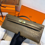 KELLY CUT 31 IN MOCHA BROWN CROCO-EMBOSSED  WITH GOLD HARDWARE - Image 2