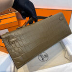 KELLY CUT 31 IN MOCHA BROWN CROCO-EMBOSSED  WITH GOLD HARDWARE - Image 5