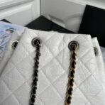 CC GRABRIELLE SMALL 24 BACKPACK IN WHITE MIX BLACK CALFSKIN - Image 6