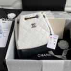 CC GRABRIELLE SMALL 24 BACKPACK IN WHITE MIX BLACK CALFSKIN - Image 2