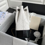 CC GRABRIELLE SMALL 24 BACKPACK IN WHITE MIX BLACK CALFSKIN - Image 4
