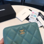 CC ZIPPED COIN BASIC PURSE 11 TEAL CALFSKIN GOLD ICON - Image 4