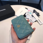 CC ZIPPED COIN BASIC PURSE 11 TEAL CALFSKIN GOLD ICON - Image 6