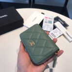 CC ZIPPED COIN BASIC PURSE 11 TURQUOISE CALFSKIN GOLD ICON - Image 7