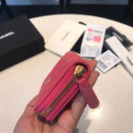 CC ZIPPED COIN BASIC PURSE 11 RED PINK CALFSKIN GOLD ICON - Image 10