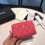 CC ZIPPED COIN BASIC PURSE 11 RED PINK CALFSKIN GOLD ICON - Image 2