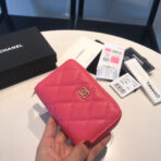 CC ZIPPED COIN BASIC PURSE 11 RED PINK CALFSKIN GOLD ICON - Image 8