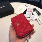 CC ZIPPED COIN BASIC PURSE 11 RED CALFSKIN GOLD ICON - Image 6