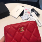 CC ZIPPED COIN BASIC PURSE 11 RED CALFSKIN GOLD ICON - Image 4