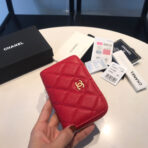 CC ZIPPED COIN BASIC PURSE 11 RED CALFSKIN GOLD ICON - Image 3