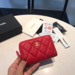 CC ZIPPED COIN BASIC PURSE 11 RED CALFSKIN GOLD ICON - Image 2