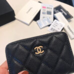 CC ZIPPED COIN BASIC PURSE 11 BLACK CALFSKIN GOLD ICON - Image 4