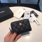 CC ZIPPED COIN BASIC PURSE 11 BLACK CALFSKIN GOLD ICON - Image 2