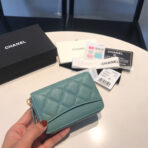 CC ZIPPED CAVIAR PURSE 11 TEAL CALFSKIN GOLD ICON - Image 7