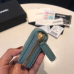CC ZIPPED CAVIAR PURSE 11 TEAL CALFSKIN GOLD ICON - Image 9