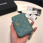 CC ZIPPED CAVIAR PURSE 11 TEAL CALFSKIN GOLD ICON - Image 3