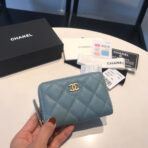 CC ZIPPED CAVIAR PURSE 11 SAPPHIRE CALFSKIN GOLD ICON - Image 2