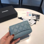 CC ZIPPED CAVIAR PURSE 11 SAPPHIRE CALFSKIN GOLD ICON - Image 7