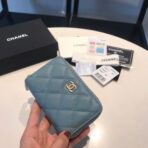 CC ZIPPED CAVIAR PURSE 11 SAPPHIRE CALFSKIN GOLD ICON - Image 3
