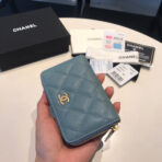 CC ZIPPED CAVIAR PURSE 11 SAPPHIRE CALFSKIN GOLD ICON - Image 5