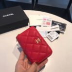 CC ZIPPED CAVIAR PURSE 11 RED CALFSKIN GOLD ICON - Image 3