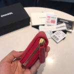 CC ZIPPED CAVIAR PURSE 11 RED CALFSKIN GOLD ICON - Image 9