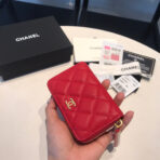 CC ZIPPED CAVIAR PURSE 11 RED CALFSKIN GOLD ICON - Image 5