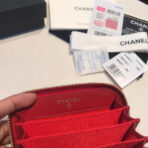 CC ZIPPED CAVIAR PURSE 11 RED CALFSKIN GOLD ICON - Image 6