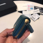CC ZIPPED CAVIAR PURSE 11 OCEAN CALFSKIN GOLD ICON - Image 9