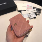 CC ZIPPED CAVIAR PURSE 11 PEACH CALFSKIN GOLD ICON - Image 5