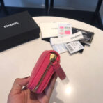 CC ZIPPED CAVIAR PURSE 11 RED PINK CALFSKIN GOLD ICON - Image 9