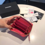 CC ZIPPED CAVIAR PURSE 11 RED PINK CALFSKIN GOLD ICON - Image 4