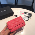 CC ZIPPED CAVIAR PURSE 11 RED PINK CALFSKIN GOLD ICON - Image 5