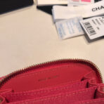 CC ZIPPED CAVIAR PURSE 11 RED PINK CALFSKIN GOLD ICON - Image 10