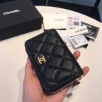CC ZIPPED CAVIAR PURSE 11 BLACK CALFSKIN GOLD ICON - Image 3